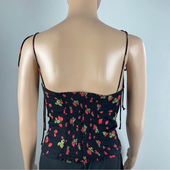 Reformation Black Strawberry Print Tank Top - Picture 3 of 13